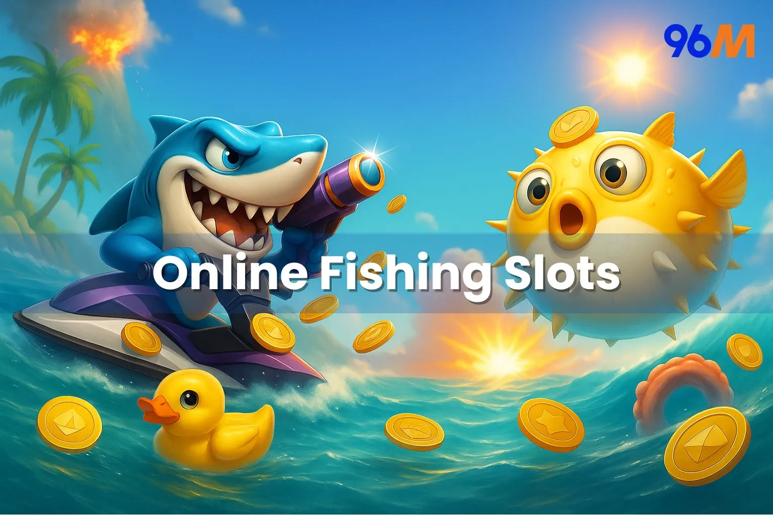 Online fishing slot game with underwater theme and bonuses from 96M